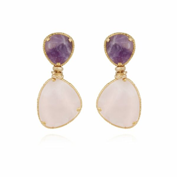 Gas Bijoux Silia Earrings Amethyst and Pink Quartz