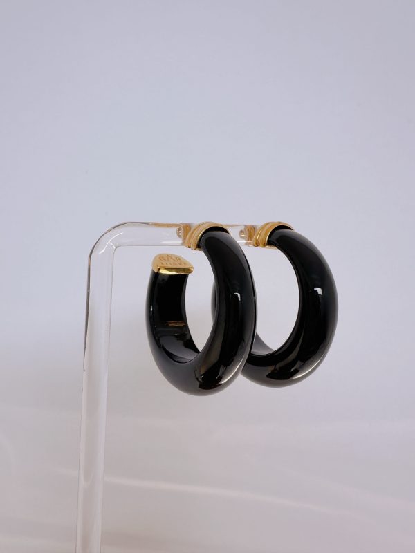 Gas Bijoux Abalone Hoop Earrings Acetate - Black - Image 6