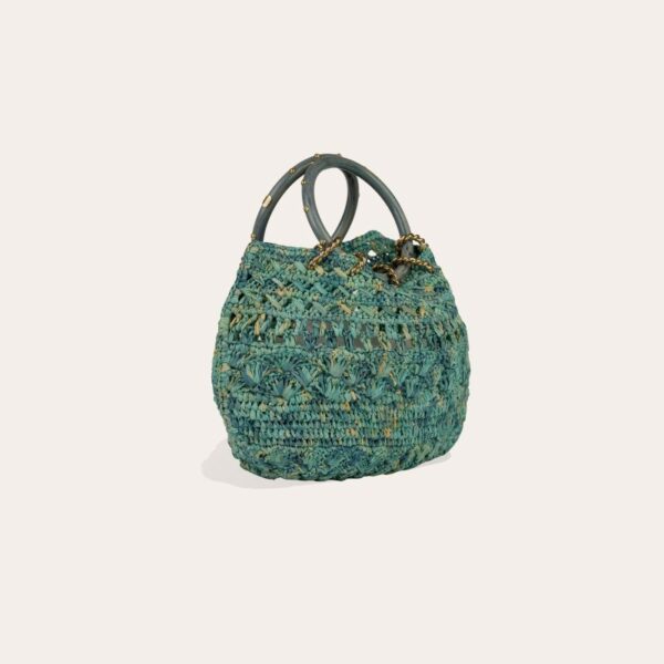 Gas Bijoux Picot Raffia Bag Turquoise - Image 2